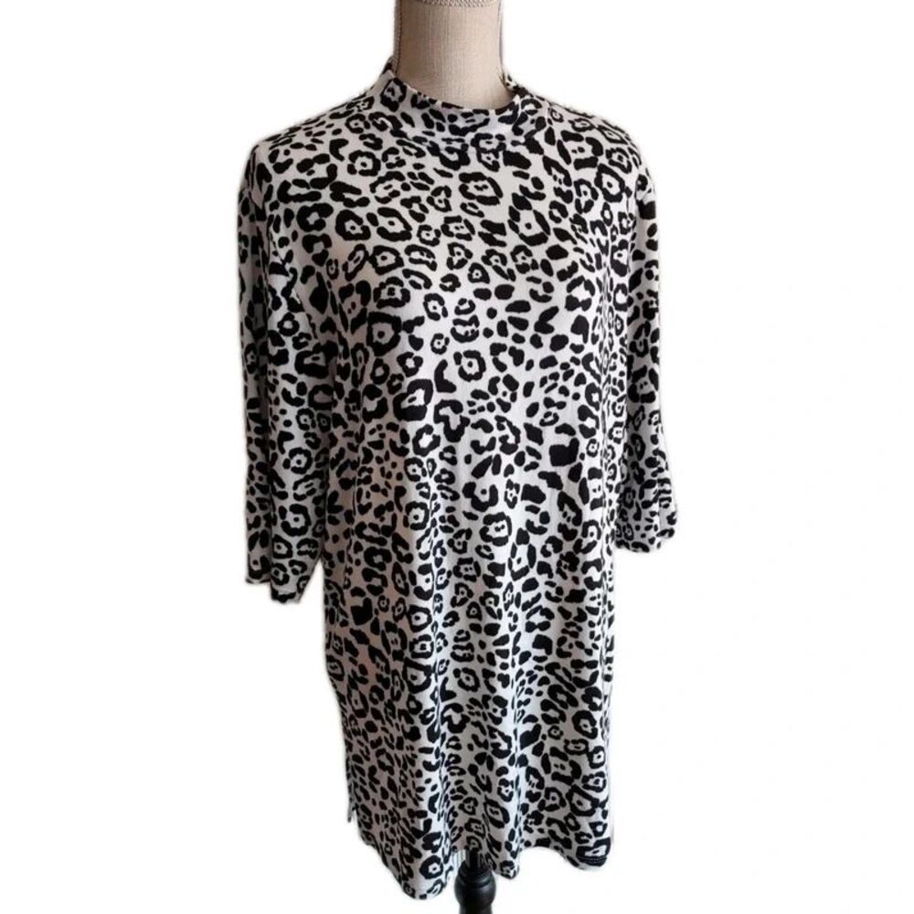 Ashley Stewart leopard print tunic dress NWT plus size 16 soft relaxed fit